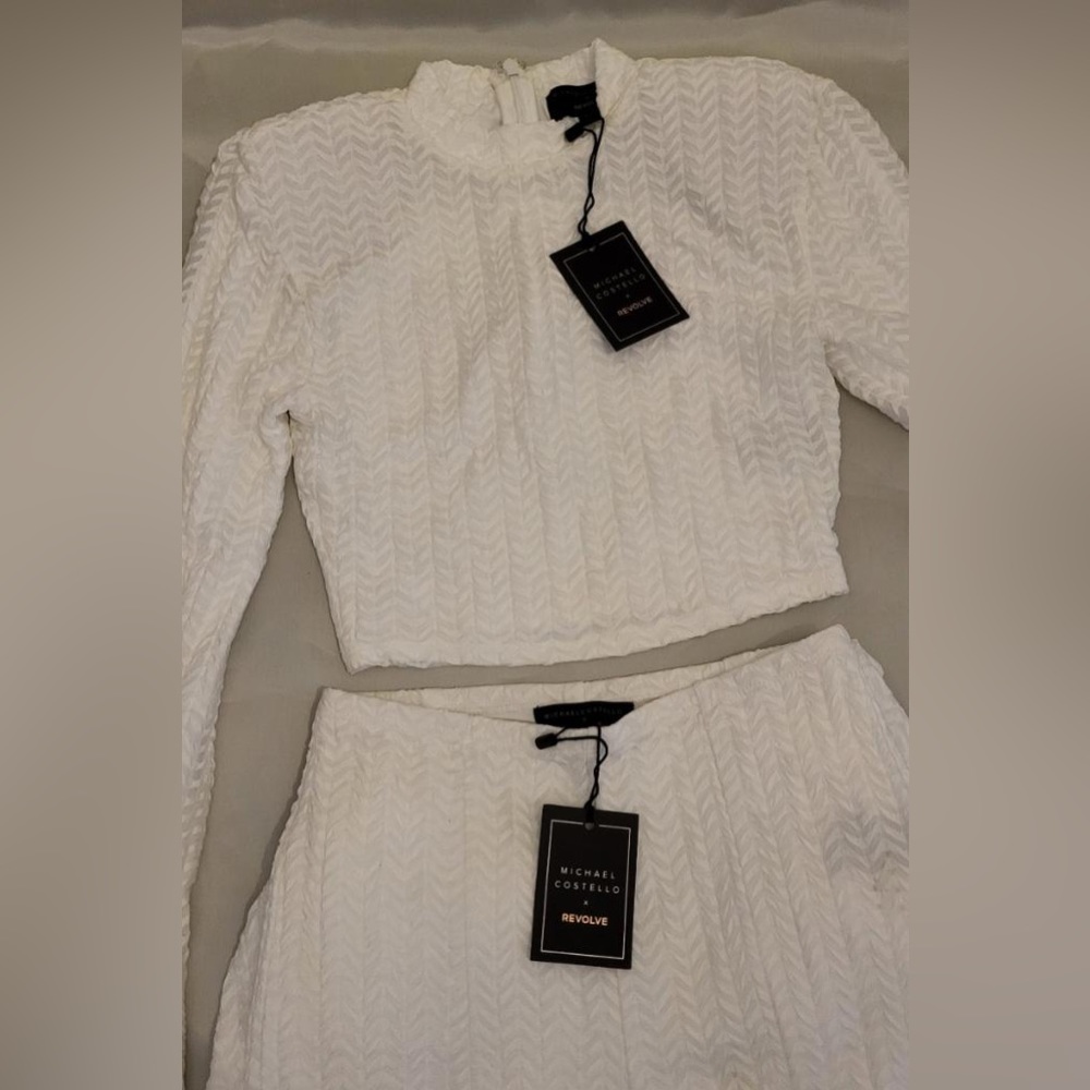 Revolve x Michael Costello long sleeve and flare pant set in xs NEW with tags